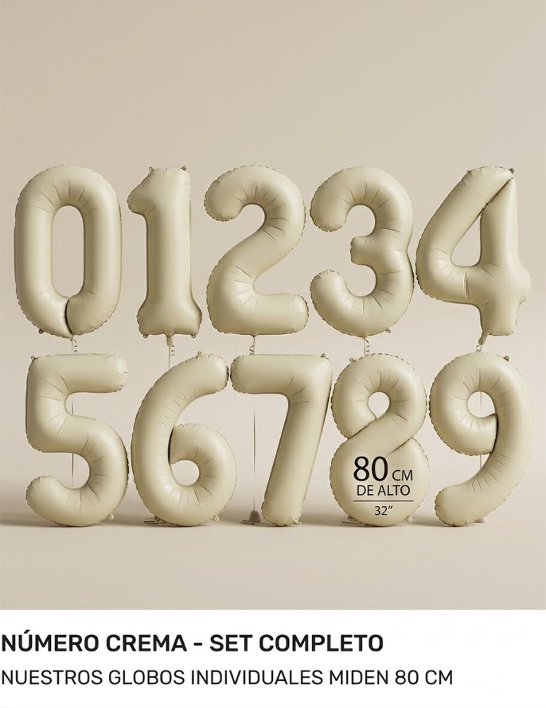 GLOBO NUMERO 32´´ CREMA