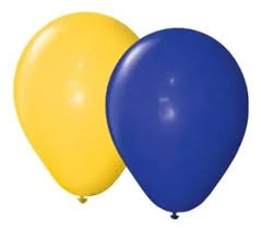 GLOBO LATEX STD 9´´ AZUL Y AMARILLO X50