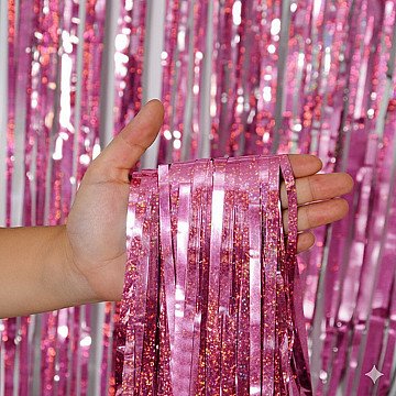 CORTINA HOLOGRAFICA ROSA