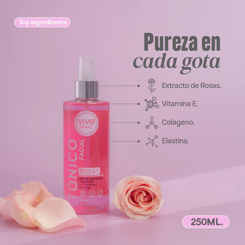 TONICO DE ROSAS VIVE BEAUTY 250ML