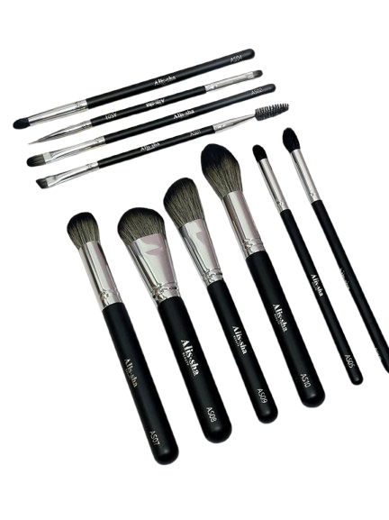 Kit de brochas profesionales negras x10 Alissha