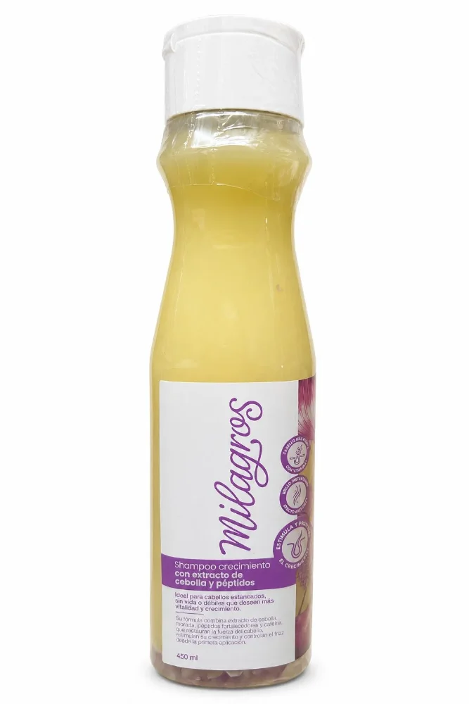 Shampoo crecimiento y antifrizz con cebolla y péptidos milagros