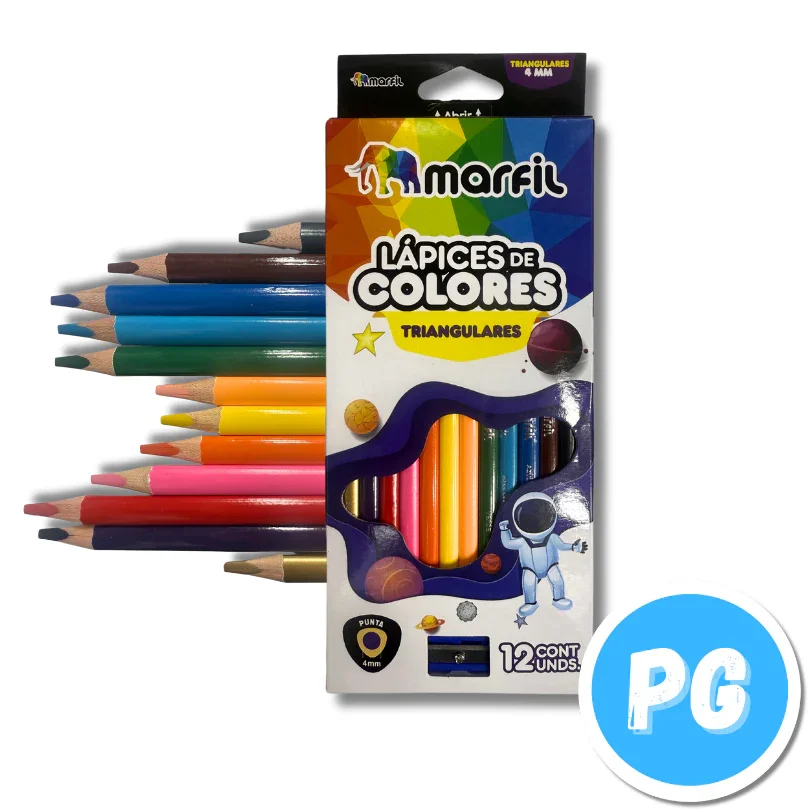 Marfil Lapices de Colores Triangulares Jumbo X12 5.0 mm
