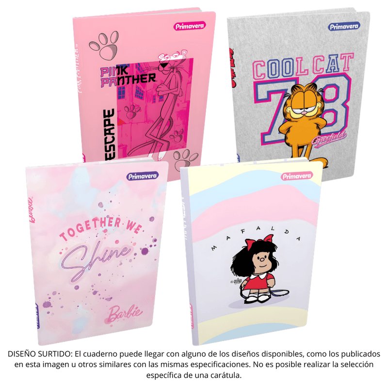 Cuaderno  Pasta Dura 5 Materias Femenino Primavera -Agenda