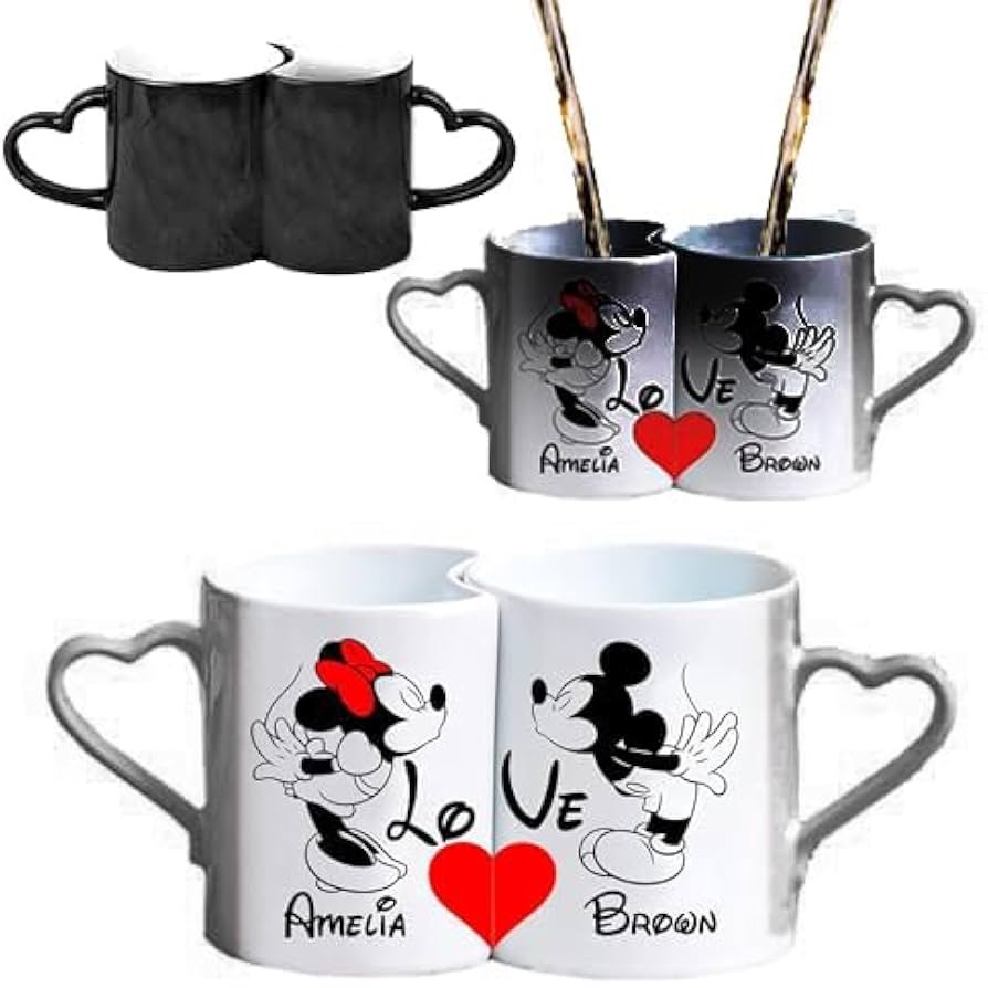 Juego de tazas mágicas personalizadas para parejas