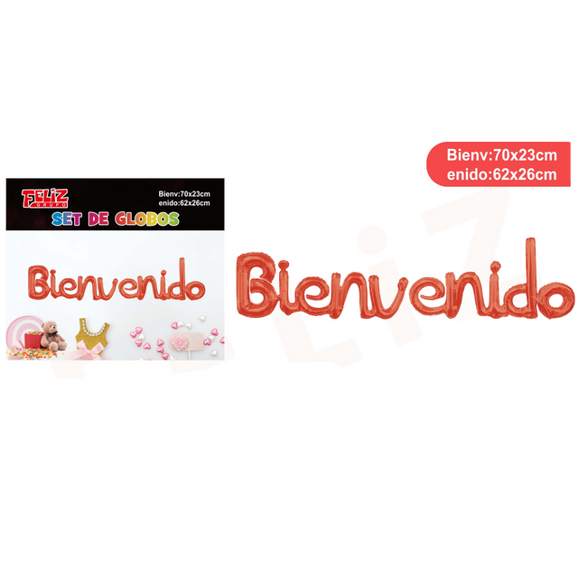 Globos de Letras Bienvenido  Cursivo