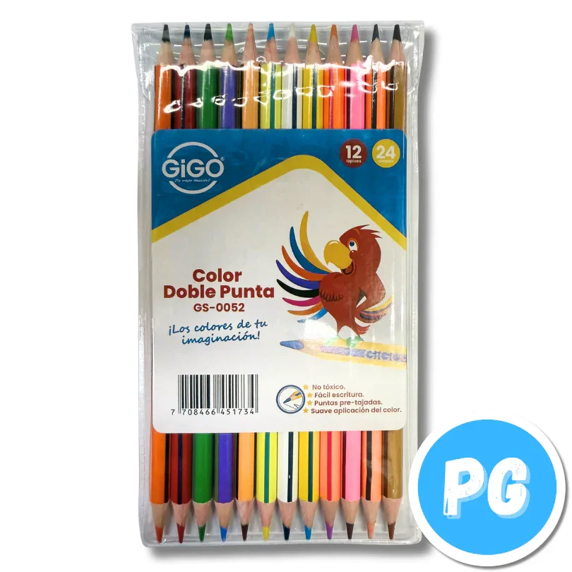 Caja Lapices De Colores Gigo  Studmark X12 Unds Doblepunta