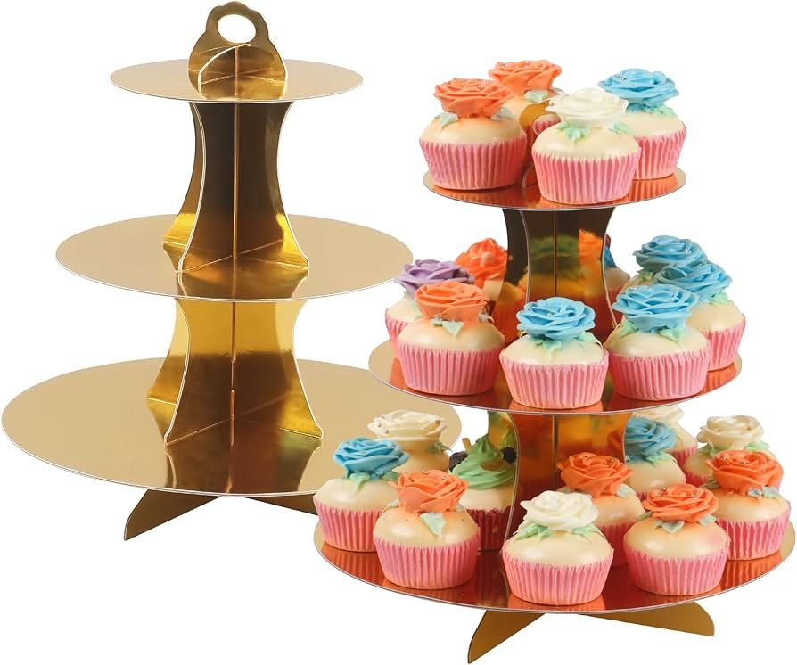 Soporte de cartón para cupcakes de 3 niveles