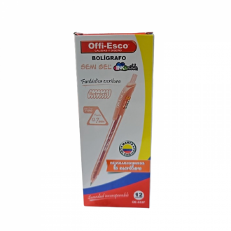 Boligrafo Offiesco Rosado Retractil Semi Gel 0.7 Oe-053f