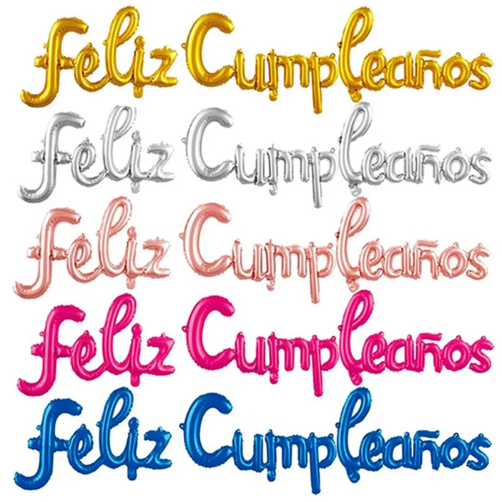 Letrero Metalizado Feliz Cumpleaños Letra Cursiva