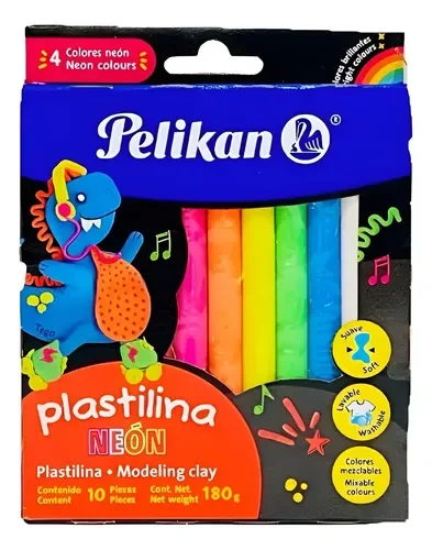 Caja Plastilina Pelikan Neon X10 Colores