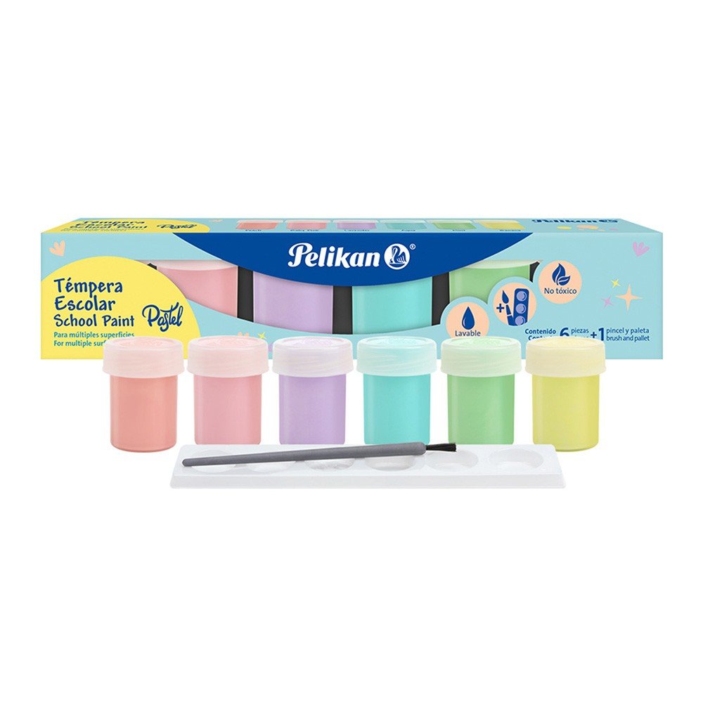 Tempera Escolar Pastel Pelikan X 6 Uds