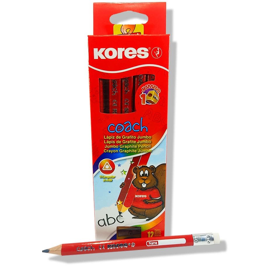 Lápiz De Grafito Kores Jumbo Rojo