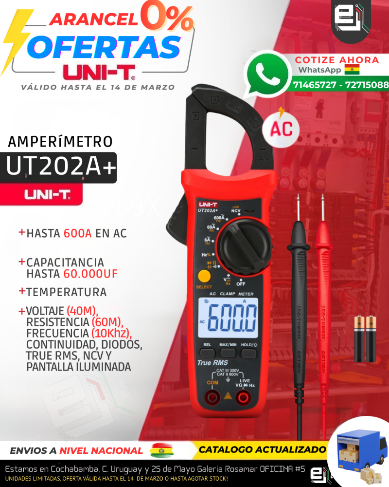 UNIT UT202A+  PINZA AMPERIMETRICA
