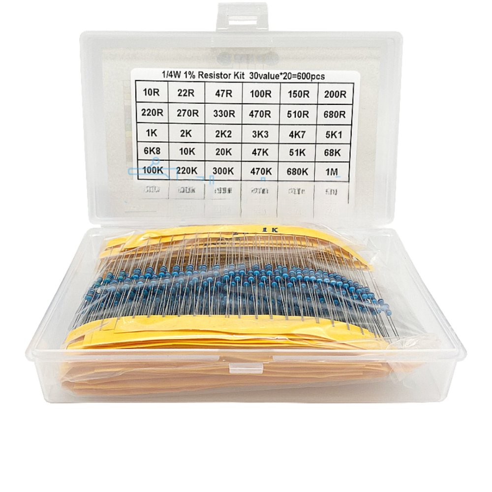 KIT de resistencias 600pcs 1/4W 1% 30Valores 20pcs
