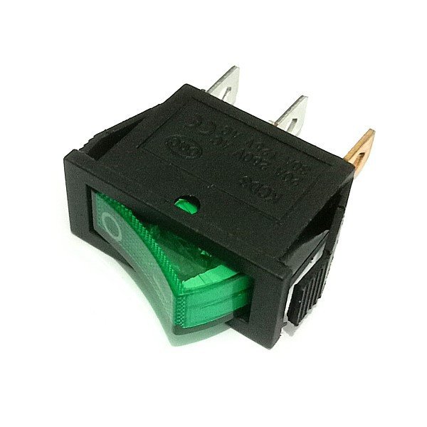Interruptor VERDE 3 PINES CON LED KCD3-101-3P