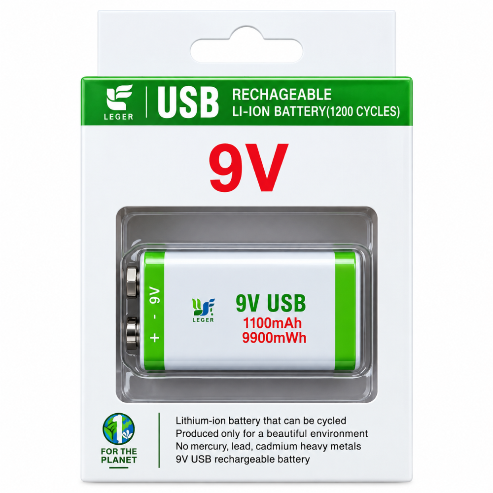 Bateria 9V RECARGABLE 1100mah TIPO C