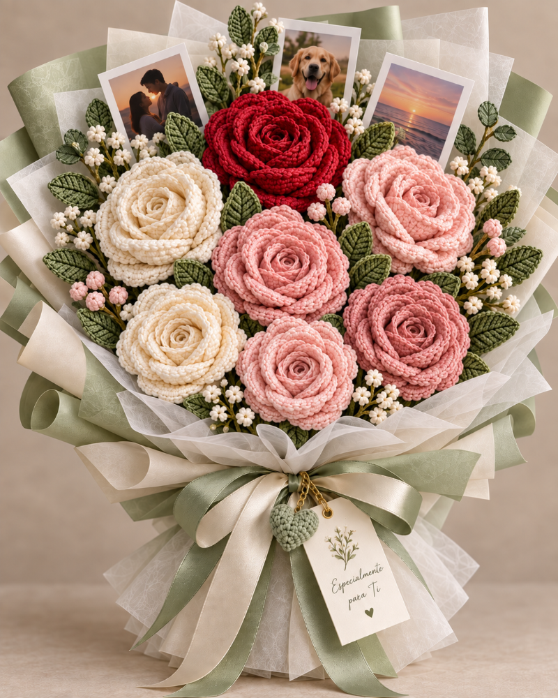 Ramo tejido especial de 7 flores.