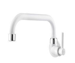 VIQUA GRIFO PARA COCINA DE PARED LAGUNE - PICO HORIZONTAL - 1/2" Y 3/4" - BLANCO