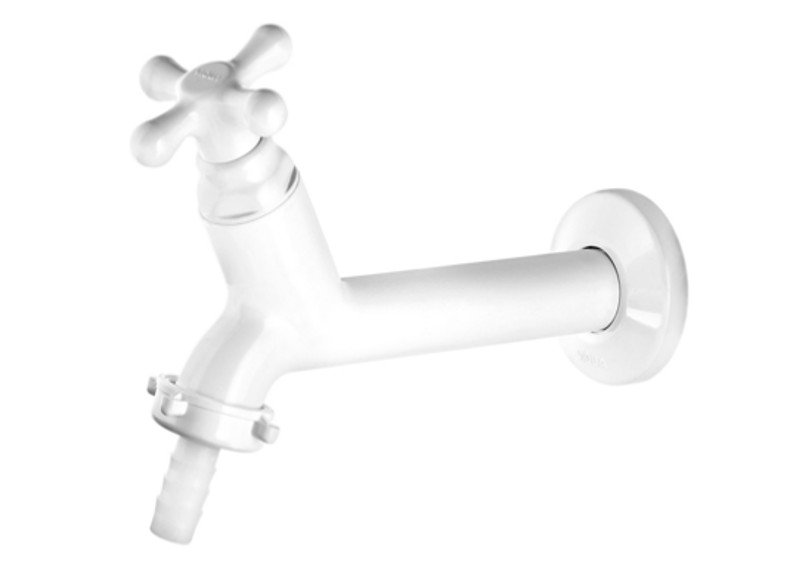 VIQUA GRIFO PARA LAVANDERIA DE COCINA MARUJÁ - 15 CM - CON PUNTA PARA MANGUERA - 1/2" Y 3/4"- BLANCO