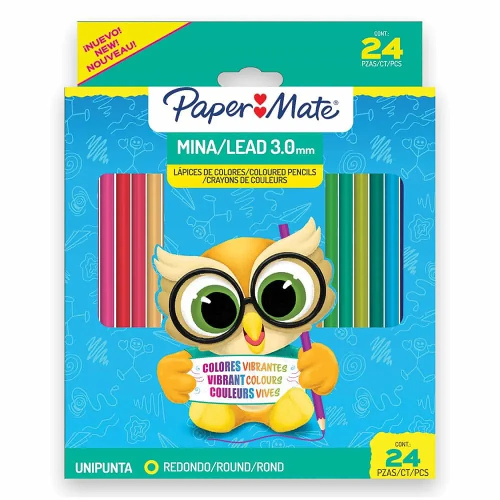 Colores Paper Mate Largos Redondos 3.0 mm 24 Piezas 2209345