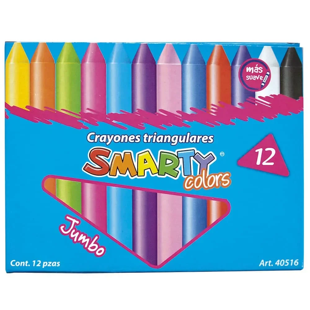 Crayón Escolar Smarty Triangular Jumbo Caja con 12 Colores