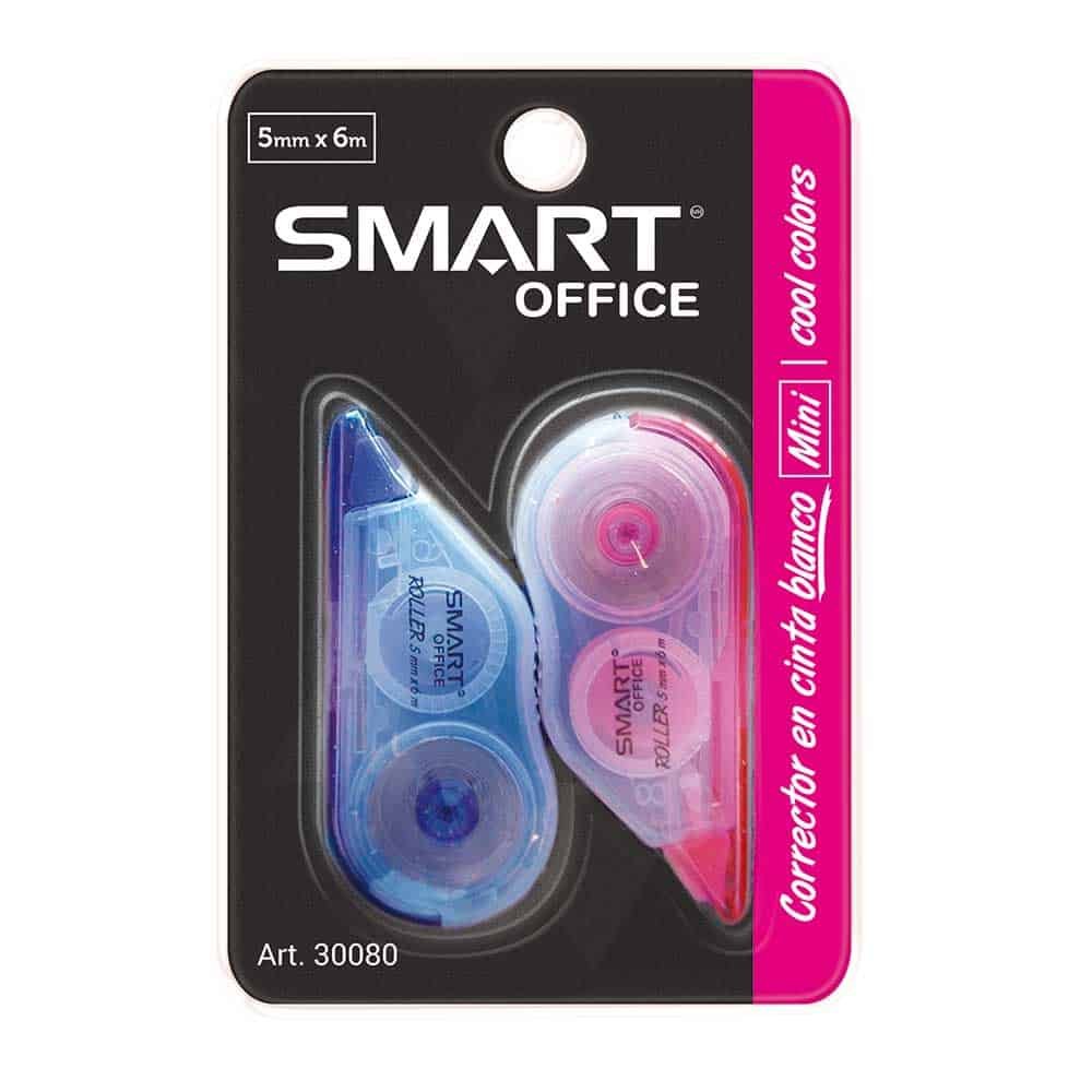 Corrector Smart Office Cinta Blanca Colores 2 Pieza