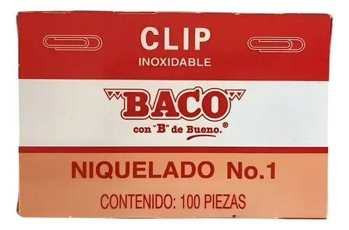 Clip Baco No. 1 Caja con 100 Piezas