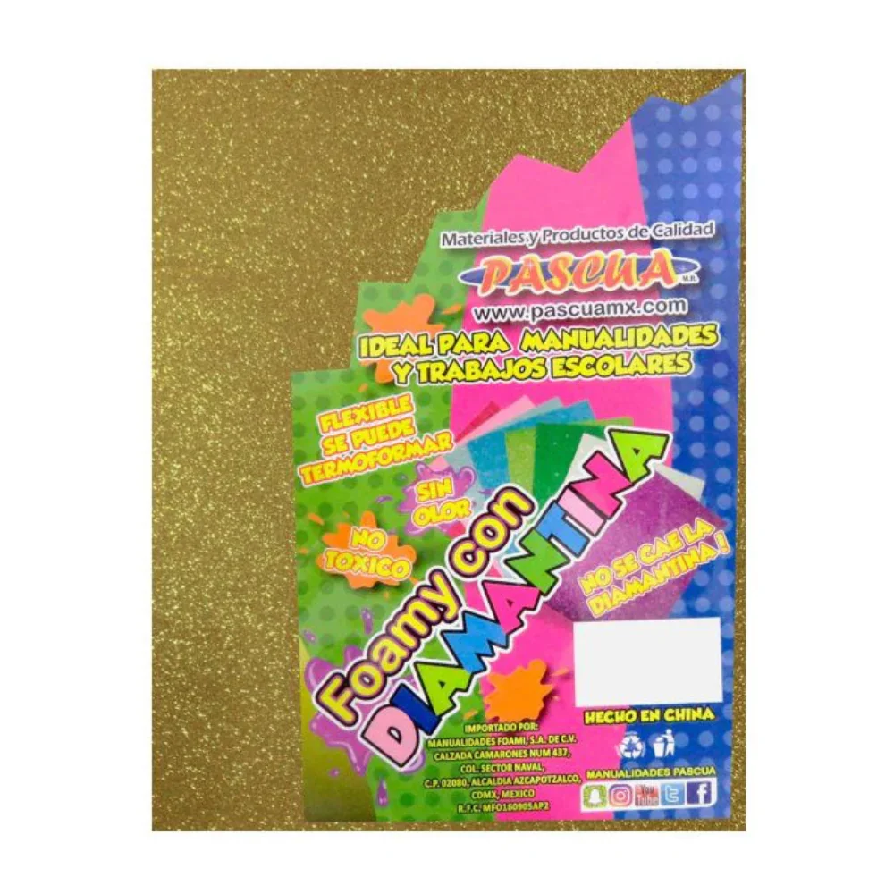 Foamy Pascua Tamaño Carta Diamantina Oro Claro Paquete 5 Piezas