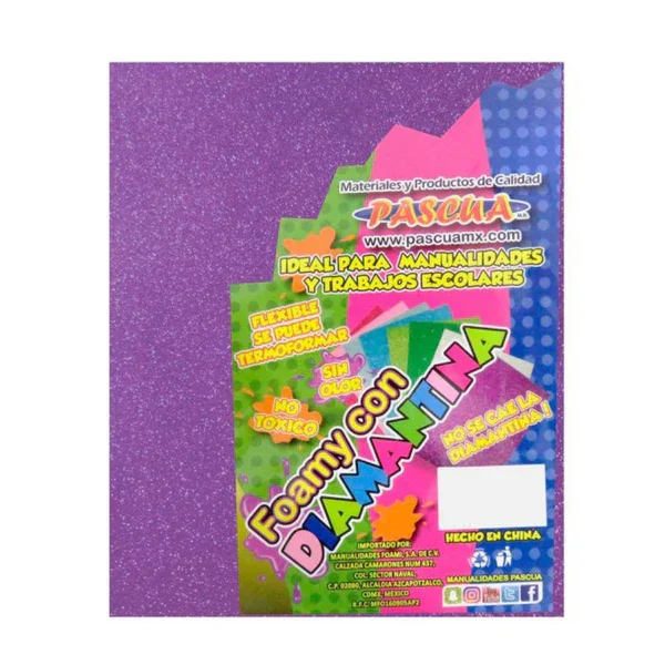 Foamy Pascua Tamaño Carta Diamantina Morado Paquete 5 Piezas