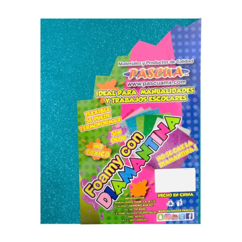 Foamy Pascua Tamaño Carta Diamantina Azul Electrico Paquete 5 Piezas