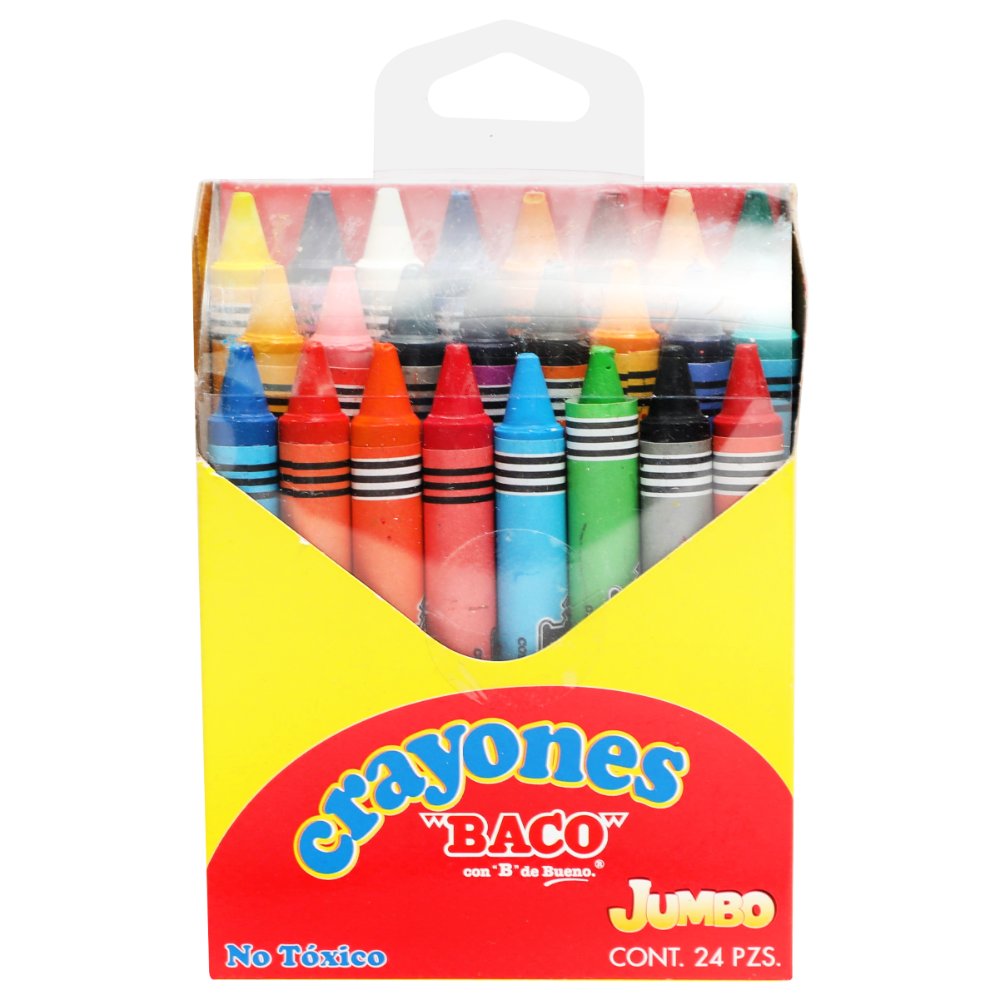 Crayón Escolar Baco Triangular  Caja 24 Colores