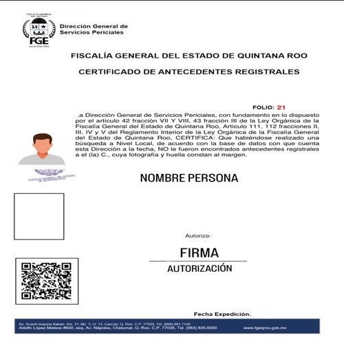 Antecedentes No Penales Estatales Quintana Roo