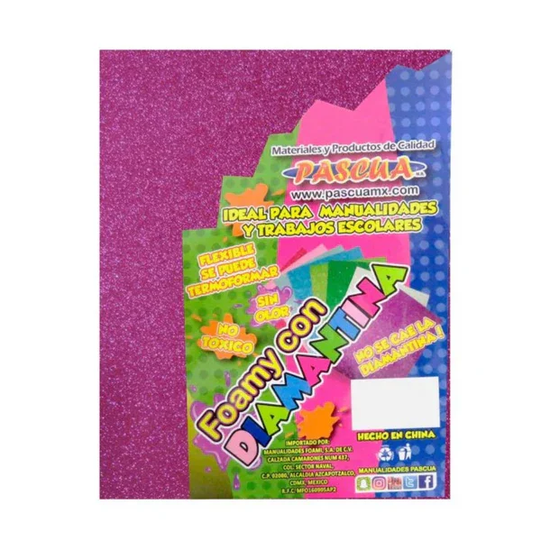 Foamy Pascua Tamaño Carta Diamantina Fiusha Paquete 5 Piezas