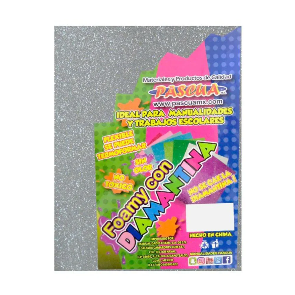 Foamy Pascua Tamaño Carta Diamantina plata Paquete 5 Piezas