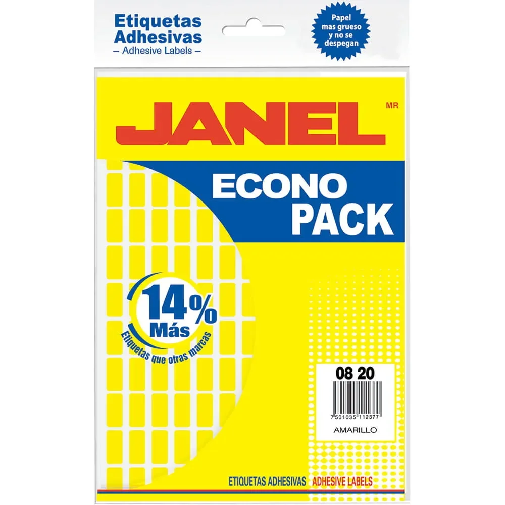 Etiquetas Janel Amarillas 8 x 20 mm 6 Piezas