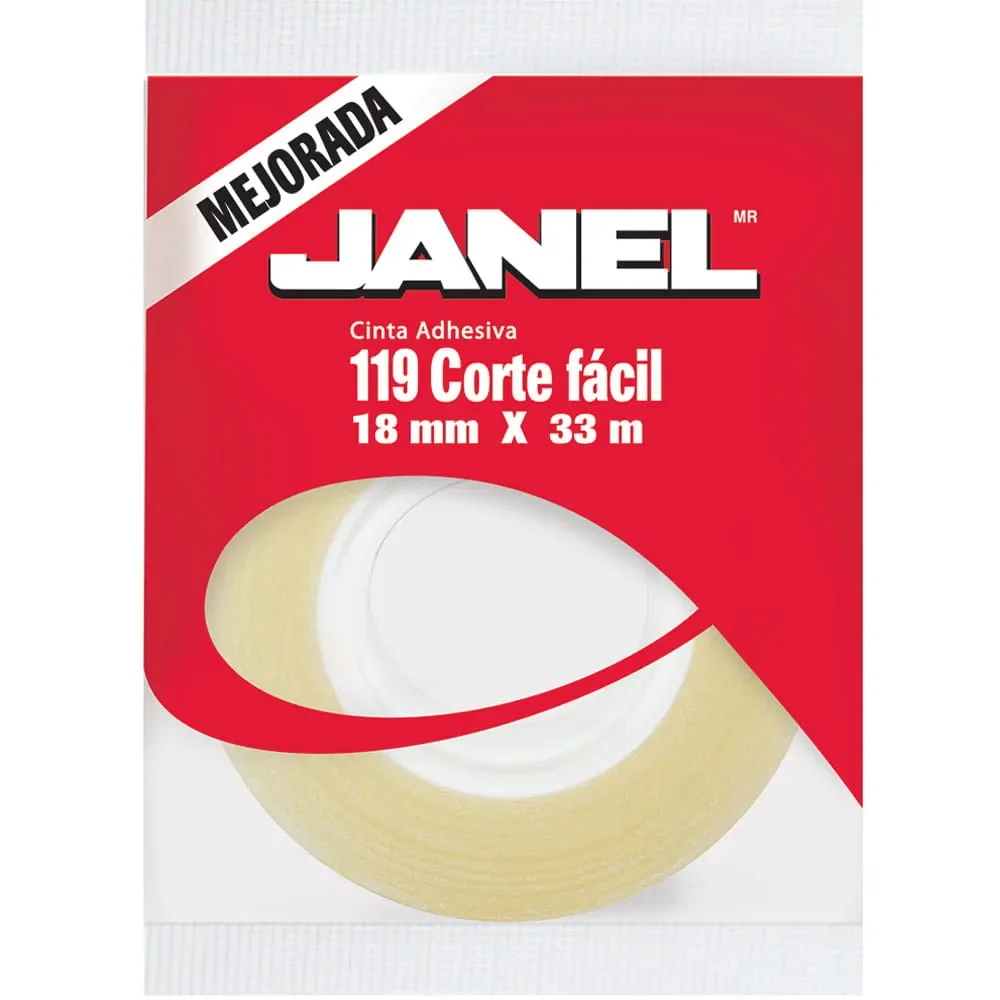 Cinta Adhesiva Transparente Janel T119 18 mm x 33 m