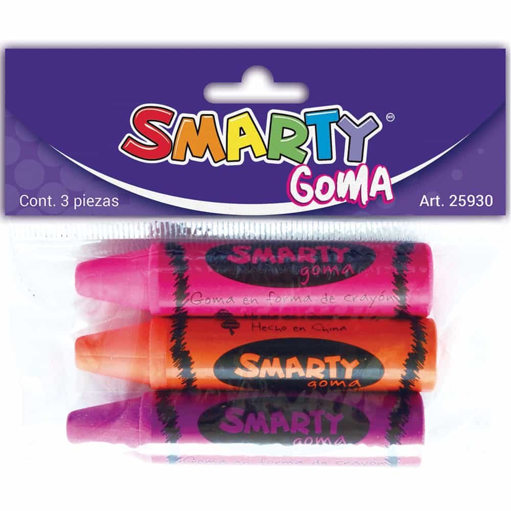 Goma de Borrar Smarty Crayones 3D Bolsa 3 Piezas