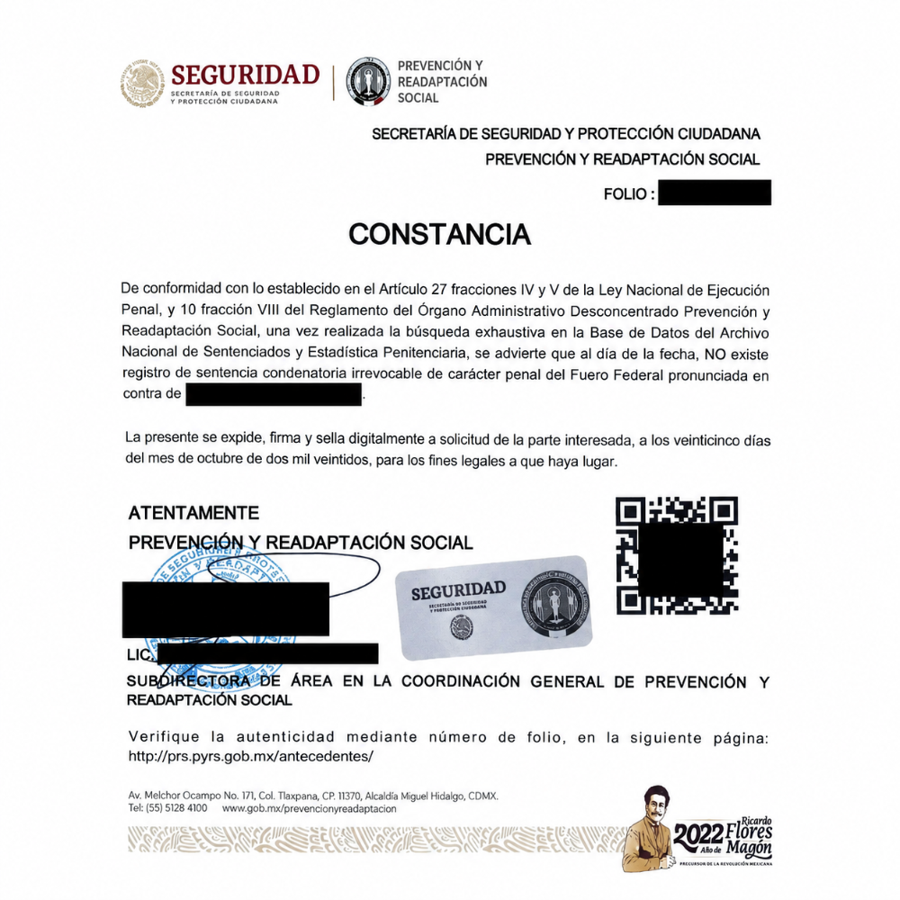Antecedentes No Penales Estatales Federales