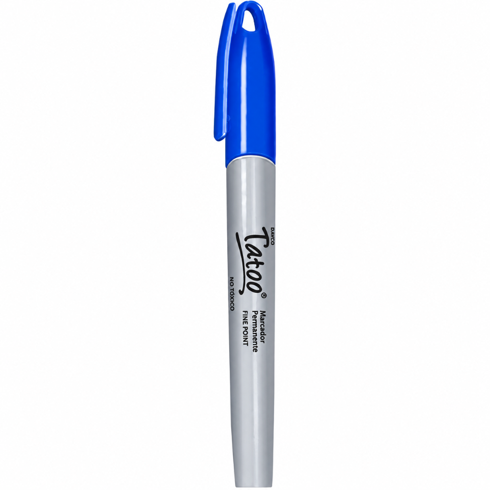 Marcador Permanente Tatoo Azul Fino