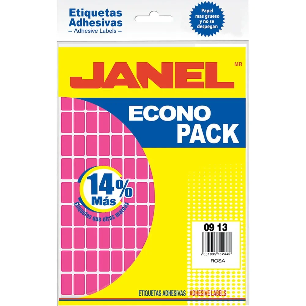 Etiquetas Janel Rosa 8 x 20 mm 6 Piezas