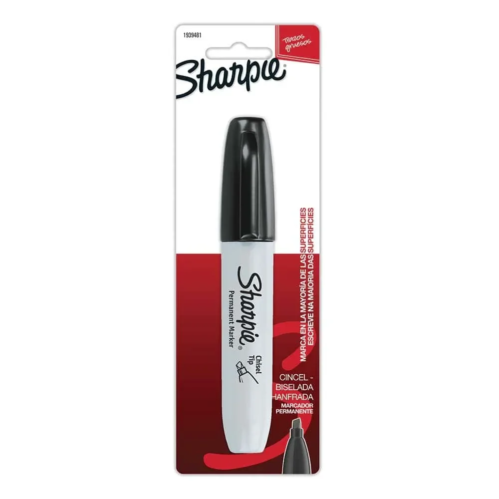 Marcador Permanente Sharpie Chisel Grueso Negro Blíster