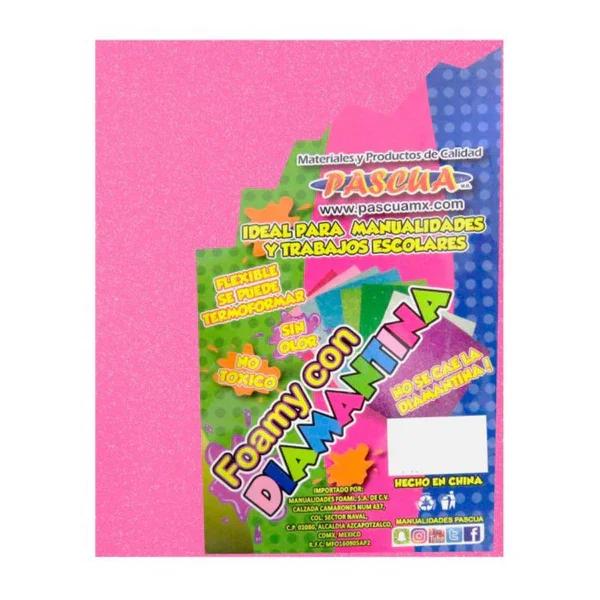 Foamy Pascua Tamaño Carta Diamantina Rosa Pastel Paquete 5 Piezas