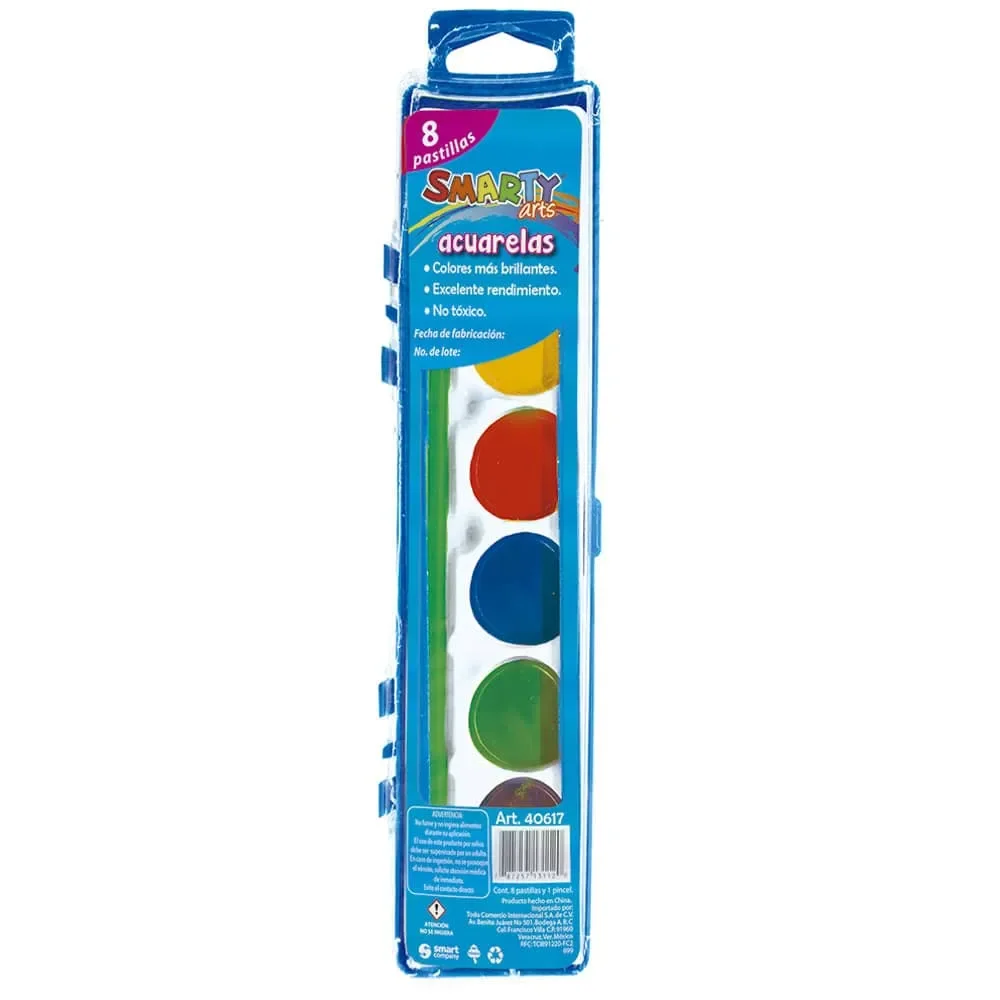 Acuarela Smarty de Plástico 8 Pastillas 40617