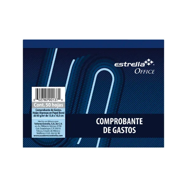 Comprobante de Gastos Estrella 50 Hojas Block