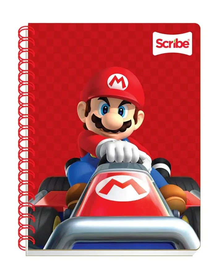 Cuaderno Scribe Cuadro 7mm Espiral Profesional 100 Hojas Mario Bros