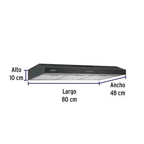 EXTRACTOR DE GRASA 80CM NEGRO FOSET (6 MESES DE GARANTIA)