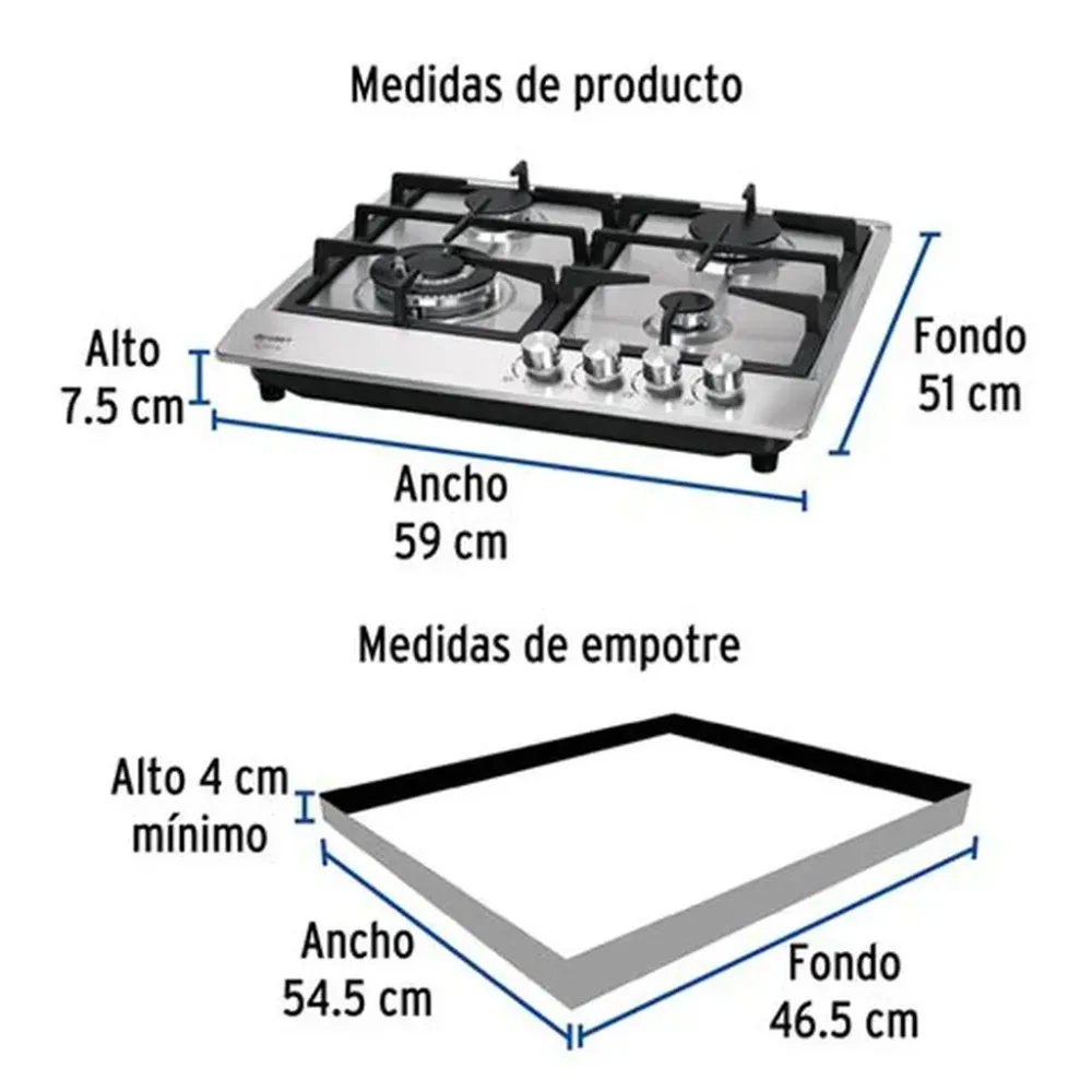 COCINA QUE 4 ACERO PAE-604ga(6 MESES DE GARANTIA)