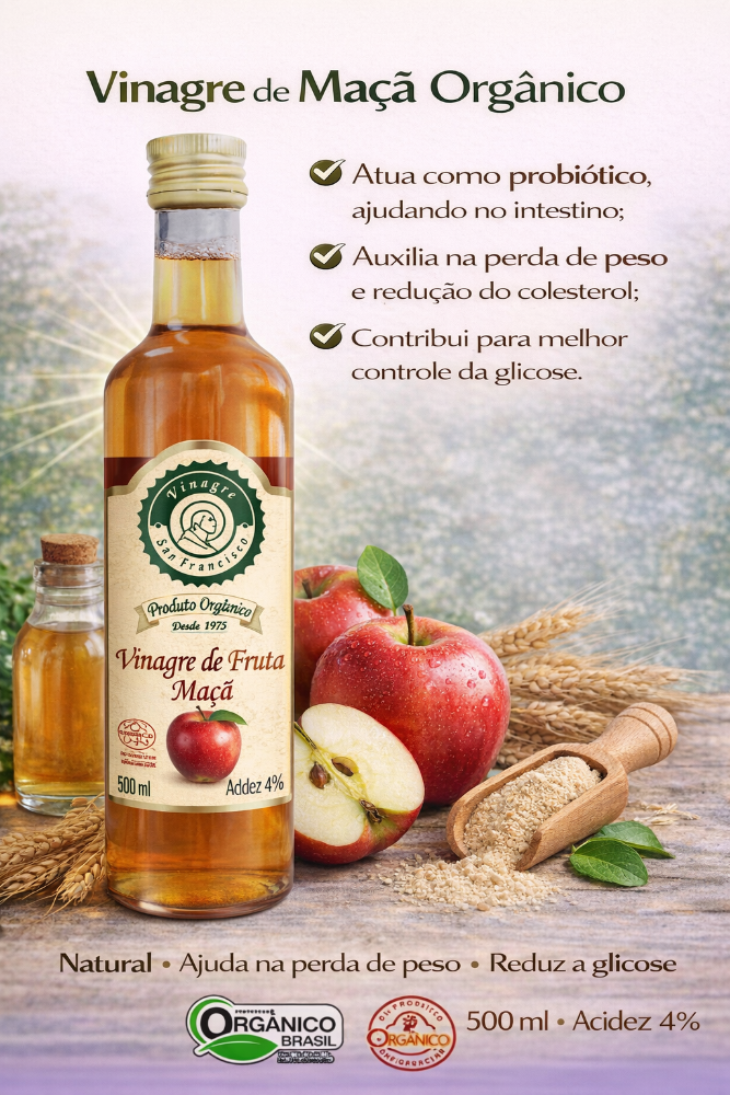 VINAGRE DE MAÇA ORGANICO 500 ML