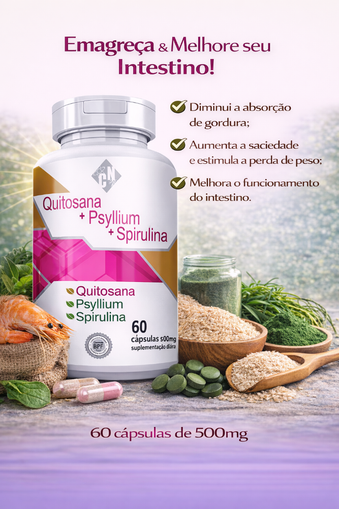 CAPSULA QUITOSANA + PSYLLIUM+ SPIRULINA 60/500 MG